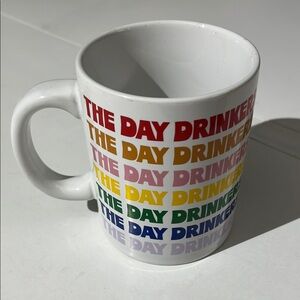 Ban.do The Day Drinkers ceramic coffee mug white rainbow